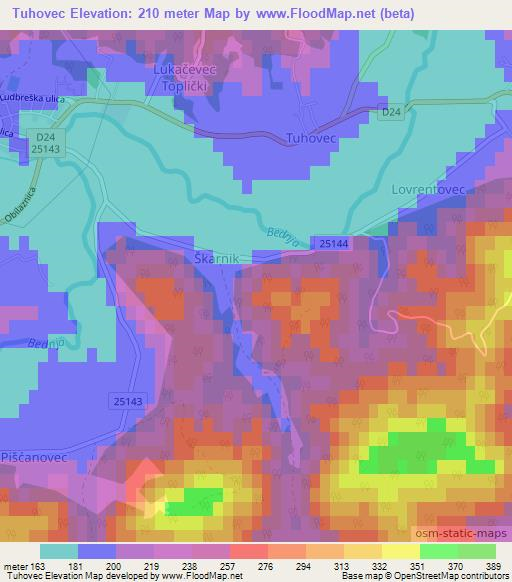 Tuhovec,Croatia Elevation Map