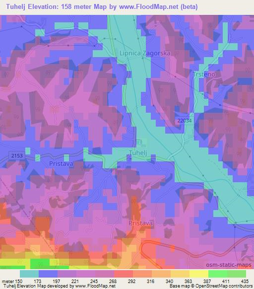 Tuhelj,Croatia Elevation Map