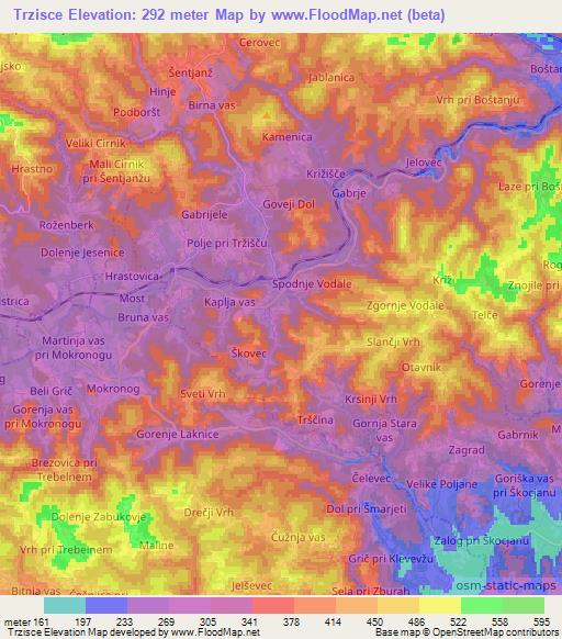 Trzisce,Slovenia Elevation Map