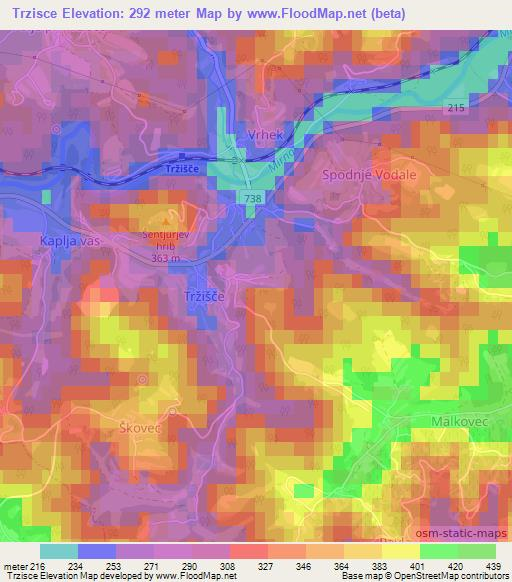 Trzisce,Slovenia Elevation Map