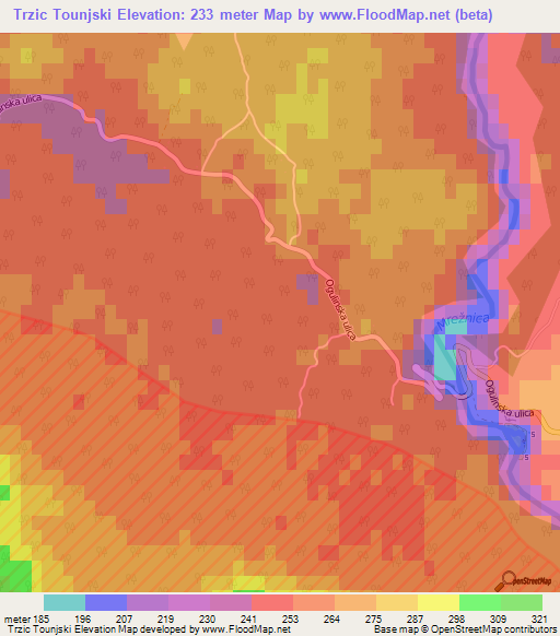 Trzic Tounjski,Croatia Elevation Map