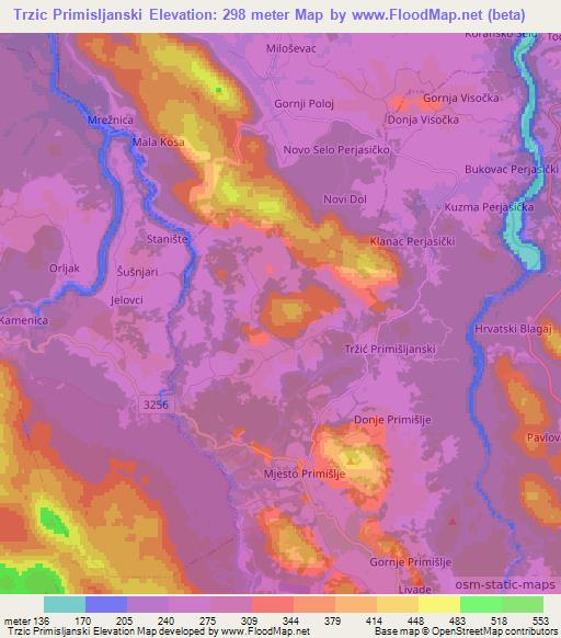 Trzic Primisljanski,Croatia Elevation Map