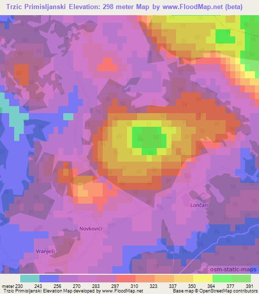 Trzic Primisljanski,Croatia Elevation Map