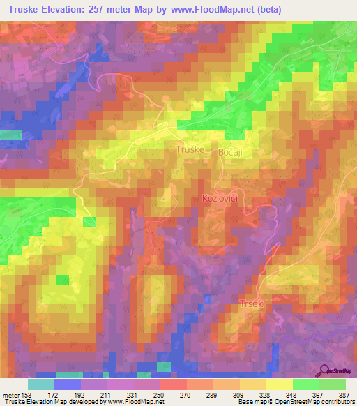 Truske,Slovenia Elevation Map