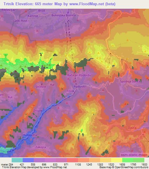 Trtnik,Slovenia Elevation Map