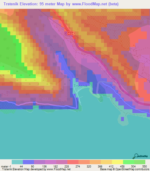 Trstenik,Croatia Elevation Map