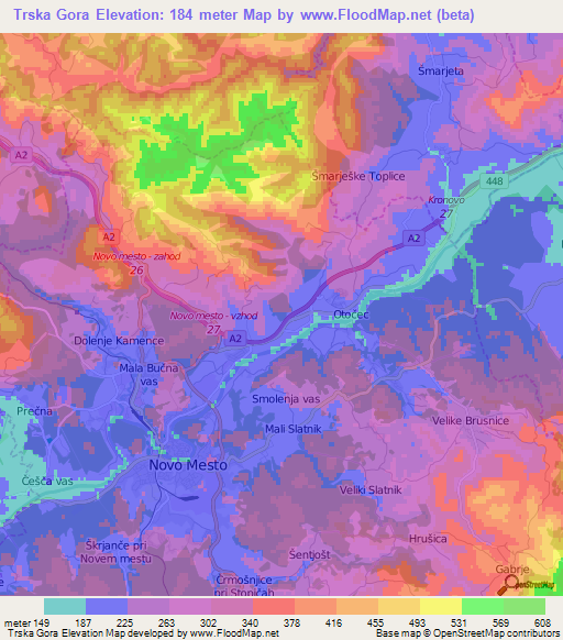 Trska Gora,Slovenia Elevation Map