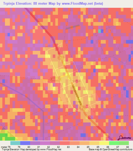 Trpinja,Croatia Elevation Map