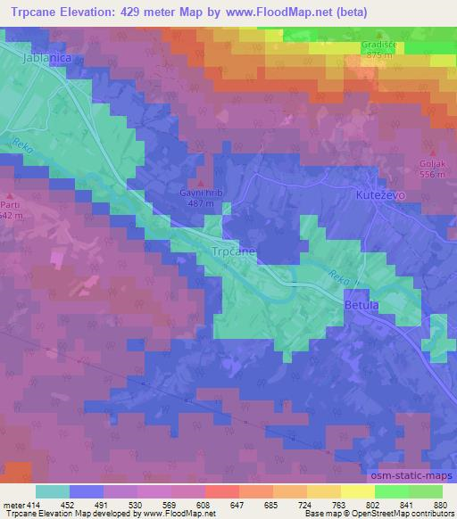 Trpcane,Slovenia Elevation Map