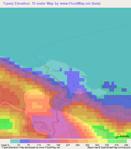 Trpanj,Croatia Elevation Map