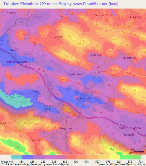 Trolokve,Croatia Elevation Map