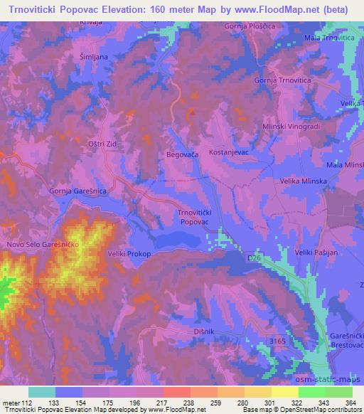 Trnoviticki Popovac,Croatia Elevation Map