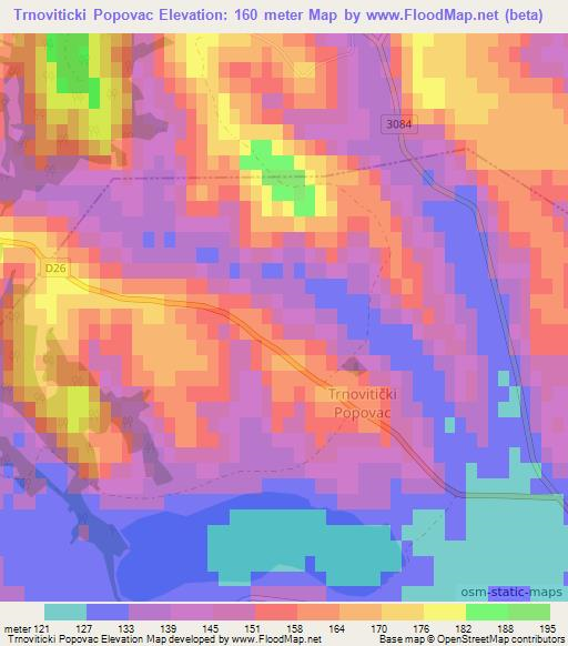 Trnoviticki Popovac,Croatia Elevation Map