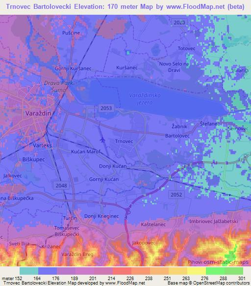 Trnovec Bartolovecki,Croatia Elevation Map