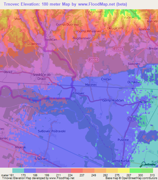 Trnovec,Croatia Elevation Map