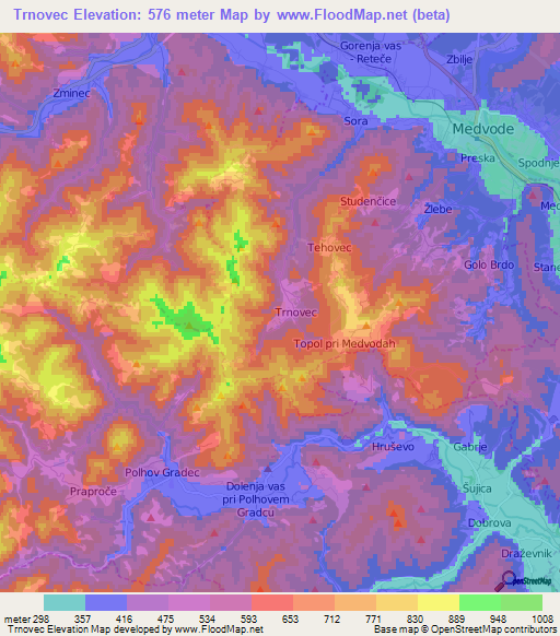 Trnovec,Slovenia Elevation Map