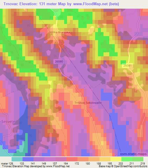 Trnovac,Croatia Elevation Map