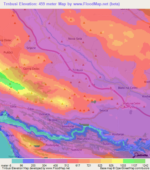 Trnbusi,Croatia Elevation Map