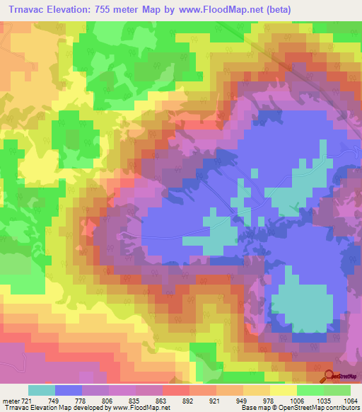 Trnavac,Croatia Elevation Map