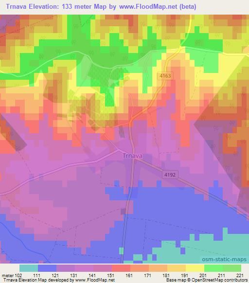 Trnava,Croatia Elevation Map