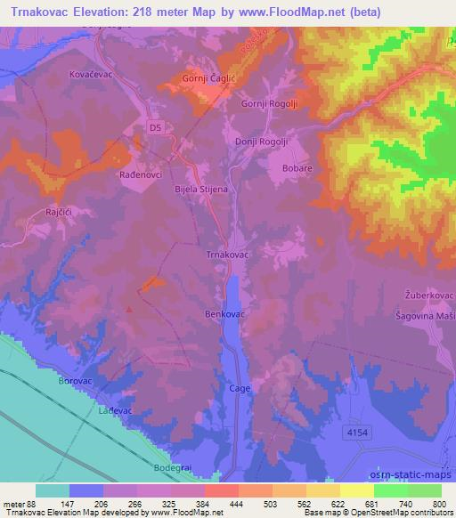 Trnakovac,Croatia Elevation Map