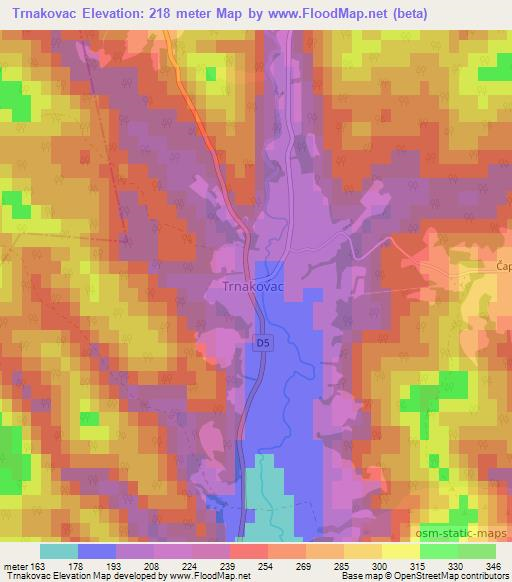 Trnakovac,Croatia Elevation Map