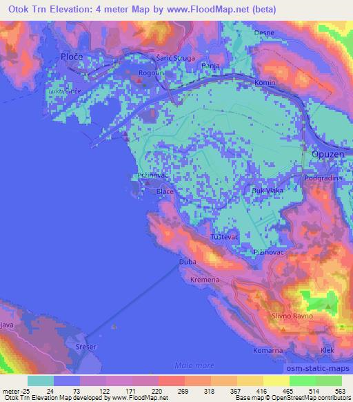 Otok Trn,Croatia Elevation Map