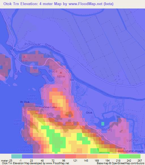 Otok Trn,Croatia Elevation Map