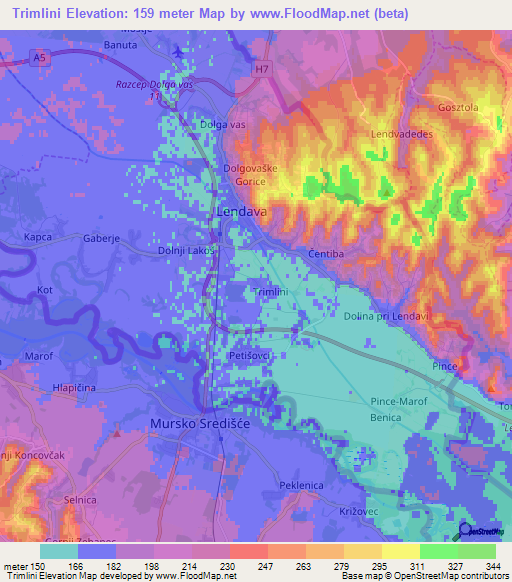 Trimlini,Slovenia Elevation Map