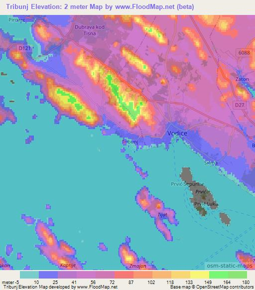 Tribunj,Croatia Elevation Map