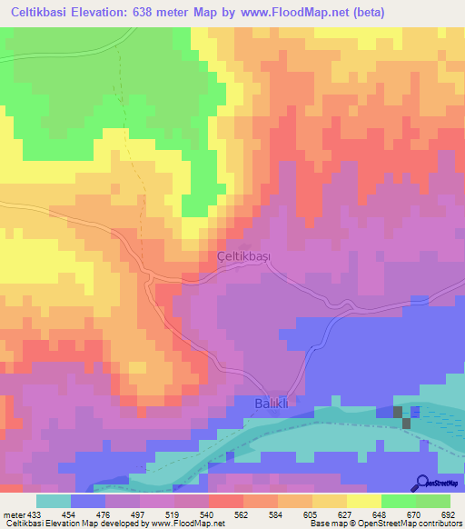 Celtikbasi,Turkey Elevation Map