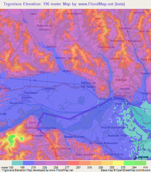 Trgovisce,Slovenia Elevation Map