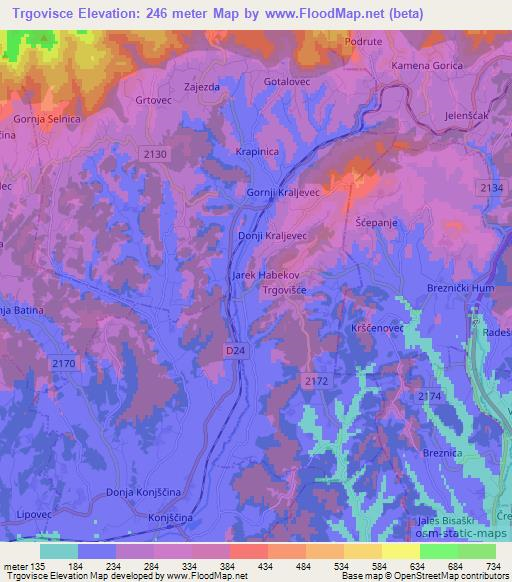 Trgovisce,Croatia Elevation Map