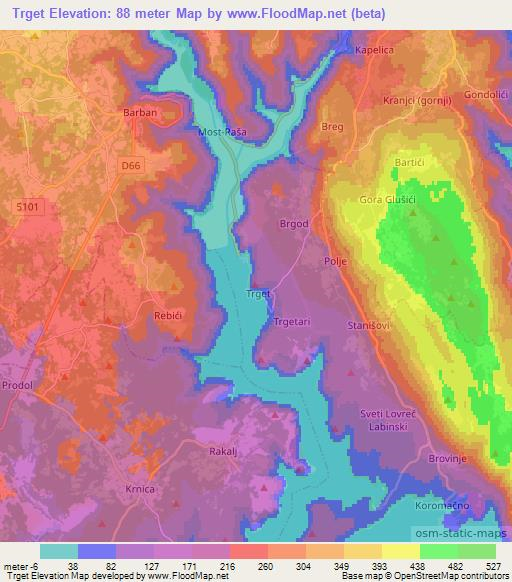 Trget,Croatia Elevation Map