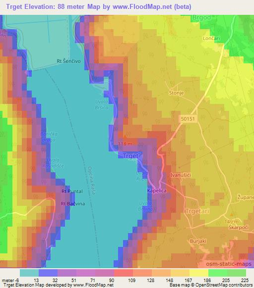 Trget,Croatia Elevation Map