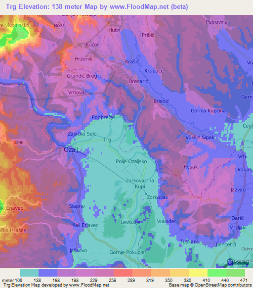 Trg,Croatia Elevation Map