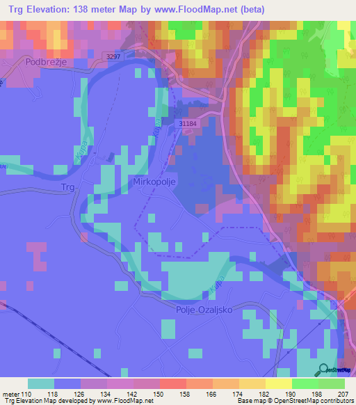 Trg,Croatia Elevation Map