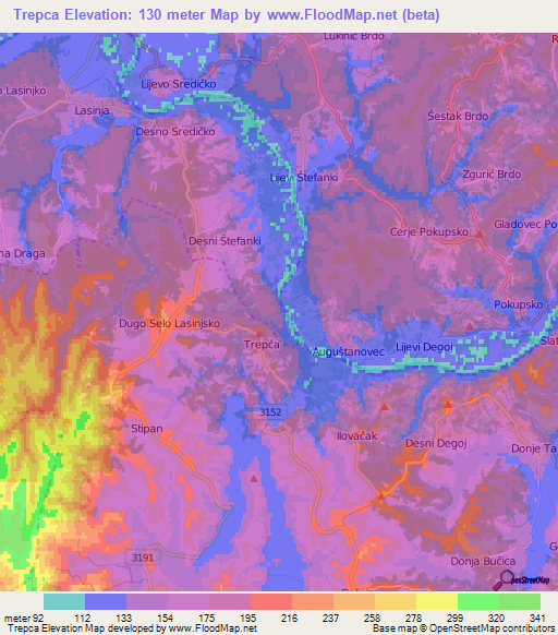 Trepca,Croatia Elevation Map