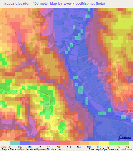 Trepca,Croatia Elevation Map