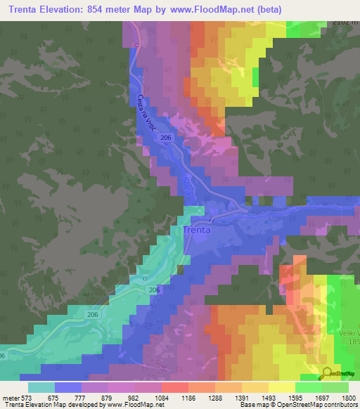 Trenta,Slovenia Elevation Map