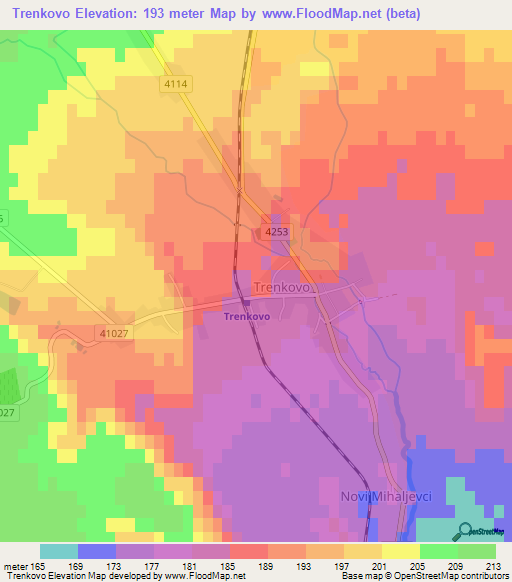 Trenkovo,Croatia Elevation Map