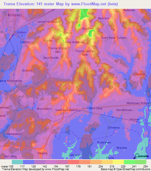 Trema,Croatia Elevation Map