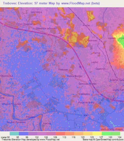 Trebovec,Croatia Elevation Map