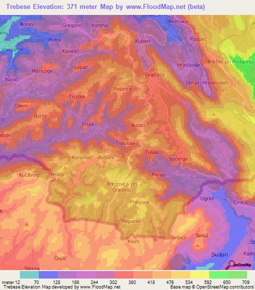 Trebese,Slovenia Elevation Map