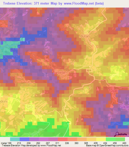 Trebese,Slovenia Elevation Map