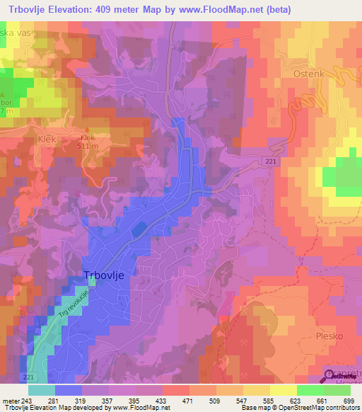 Trbovlje,Slovenia Elevation Map