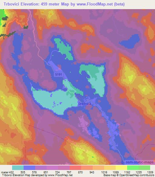 Trbovici,Croatia Elevation Map