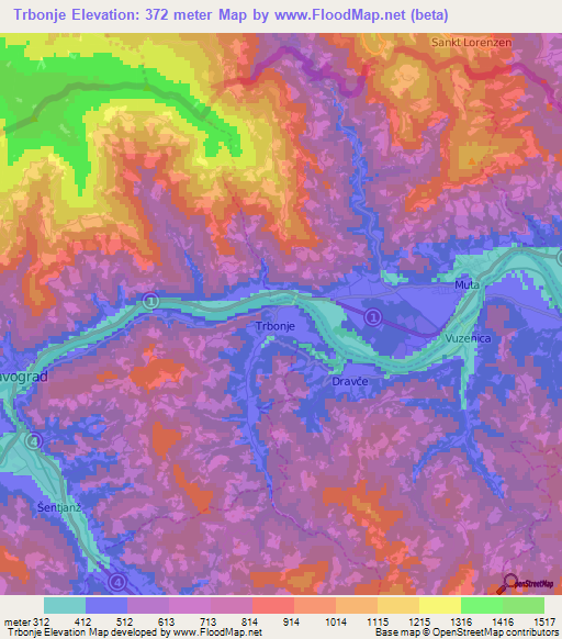 Trbonje,Slovenia Elevation Map