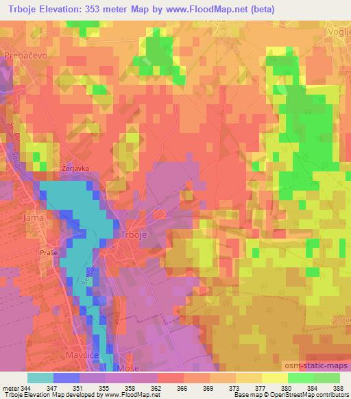 Trboje,Slovenia Elevation Map