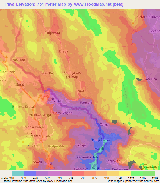 Trava,Slovenia Elevation Map